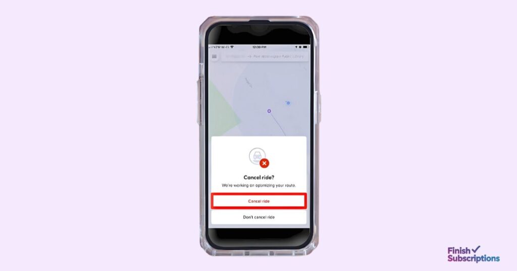 Canceling Lyft Ride in Progress